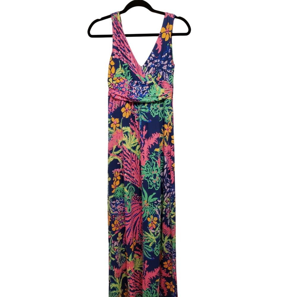 Lilly Pulitzer Sloane V Neck Maxi Dress Indigo All Aglow Small